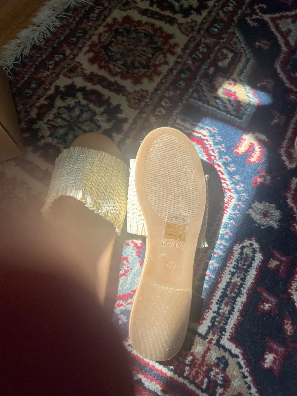 J. Crew Cream Woven Raffia Slide sandals